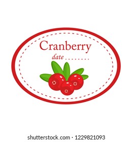 Cranberry label vector design isolated on white background. Round label