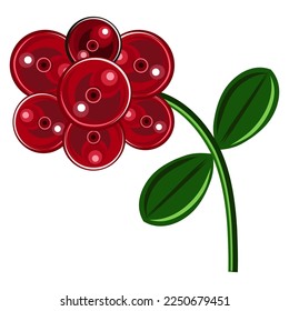 Cranberry mit Blättern auf transparentem Hintergrund. Qualitativ realistische Vektorgrafik.
