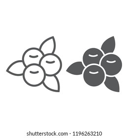 Cranberry line and glyph icon, food and berry, vitamin sign, vector graphics, a linear pattern on a white background, eps 10.