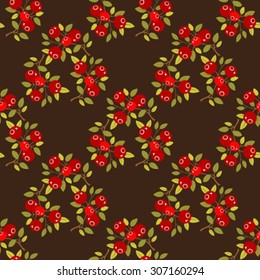 Cranberry on a dark background. Seamless pattern.