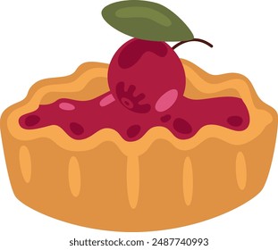 Cranberry Pie Bakery Desert Vector Illustration