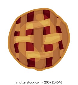 Cranberry pie for Thanksgiving, Thanksgiving food, vector illustration of food, traditional Thanksgiving dishes. Menu items. Sugar. Delicious pastries with filling. Handmade work.