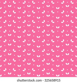 Cranberry Seamless Pattern. Vector illustration. White Leaves on a pink background