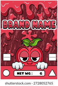 Desenho animado Cranberry Strain com fundo Slime. Design para logotipo, etiqueta, capa e embalagem de produto. Ilustração vetorial