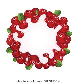 Cranberry with yogurt splash isolated on white background