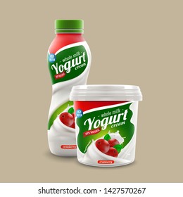 Cranberry yougurt brand new packaging isolated design for milk, yogurt or cream product branding or advertising design