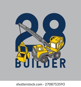 crane 28 builder hand drawn illustration graphic vector