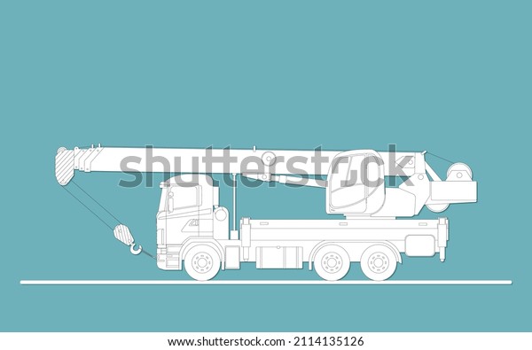 Crane\
based on a paper cut truck. Vector\
illustration.