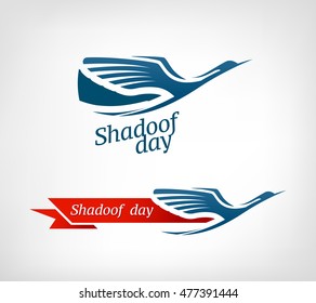 Crane bird day logo label vector illustration