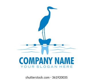 crane bird dental logo icon vector
