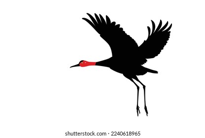 Crane bird. A bird in flight. Design element. Vector.
