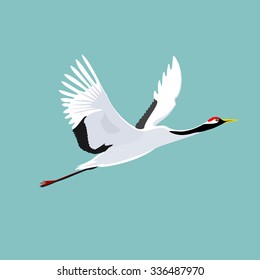 Crane. A Bird In Flight. Design Element. Vector.