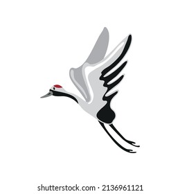 crane bird icon flat isolated