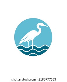 Crane Bird Icon Logo On A White Background