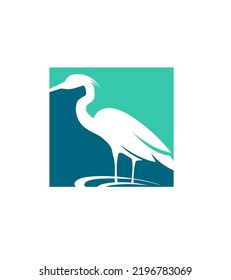 Crane Bird Icon Logo On A White Background