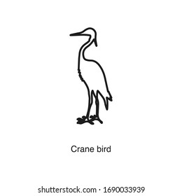 Icono de pájaro de grúa en fondo blanco. Icono negro