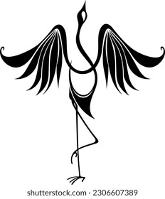 Crane bird. Illustration on white background
