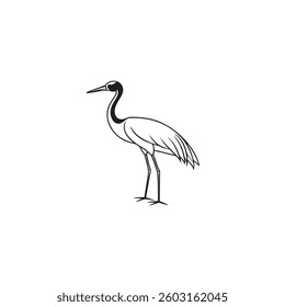 crane bird line drawing vector image