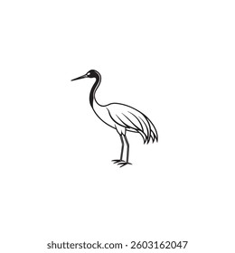 crane bird line drawing vector image