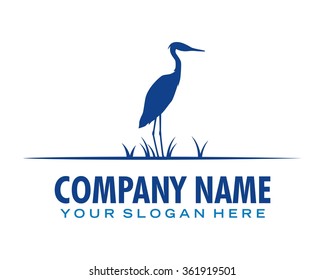 crane bird logo icon vector