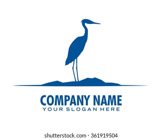 crane bird logo icon vector