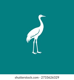 Ilustração da silhueta do ícone do vetor do pássaro da grua.