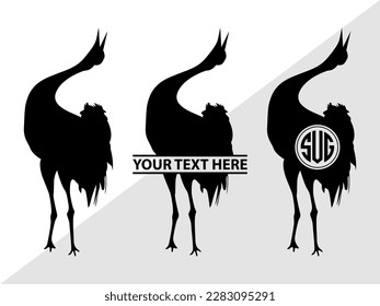 Crane Bird Monogram Vector Illustration Silhouette