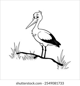  a crane bird on a branch