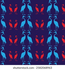 Crane bird pattern beautiful design blue background
