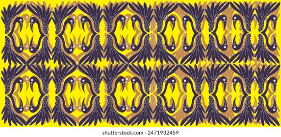 crane bird seamless textile texture pattern design, hot color kitenge design patterns.