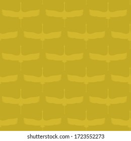 Crane bird seamless vector pattern on yellow mustard background #4