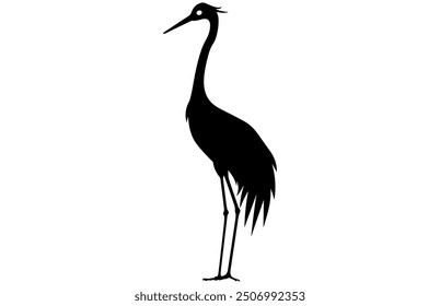 Crane Bird Silhouette Premium Exotic Wildlife Stock Vector Design.