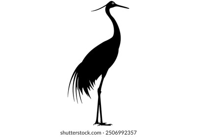 Crane Bird Silhouette Premium Exotic Wildlife Stock Vector Design.