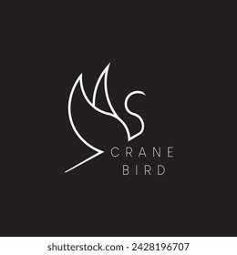 crane bird stroke logo design for fashion and business