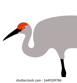 crane bird , vector illustration, flat style, profile side