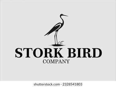 crane bird vector logo design, vector illustration. Emblem design on white background