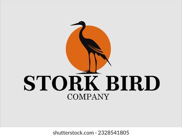 crane bird vector logo design, vector illustration. Emblem design on white background