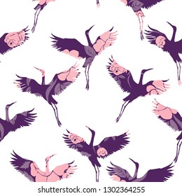 crane birds vector illustration