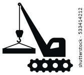 crane, black vector icon, handling of loads