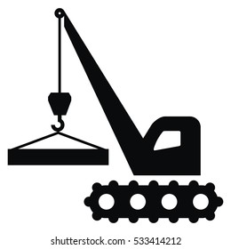 crane, black vector icon, handling of loads