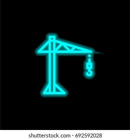 Crane blue glowing neon ui ux icon. Glowing sign logo vector