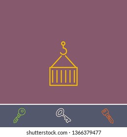 crane box vector line icon.Basic element illustration.crane box vector outline symbol design.Bonus broken key graphic concept
