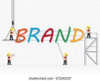 Crane and brand building. Infographic Template. Vector Illustration.