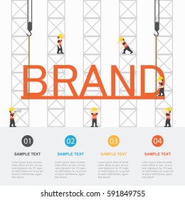 Crane and brand building. Infographic Template. Vector Illustration.