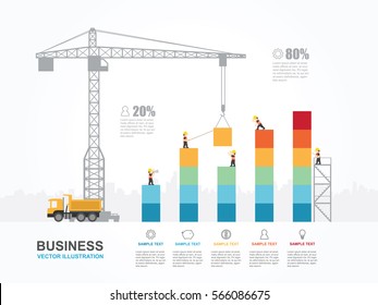 Crane and building block. Infographic Template. Vector Illustration.