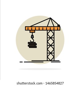 Crane, Building, Construction, Constructing, Tower Abstract Circle Background Flat color Icon. Vector Icon Template background