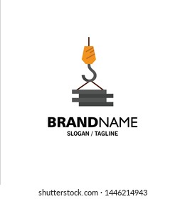 Crane, Building, Construction, Harbor, Hook Business Logo Template. Flat Color