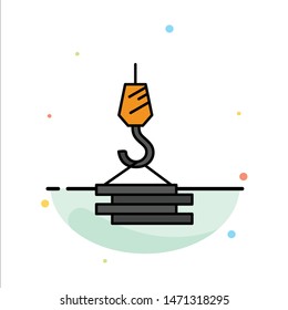 Crane, Building, Construction, Harbor, Hook Abstract Flat Color Icon Template. Vector Icon Template background