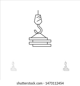 Crane, Building, Construction, Harbor, Hook Bold and thin black line icon set