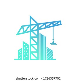 Crane Building Construction Real Estate Logo Design Vector Graphic. 